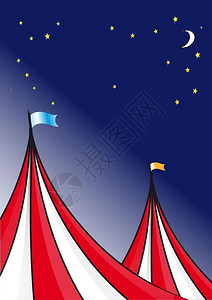 马戏团的帐篷背景和夜空与星月亮图片