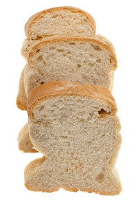 在白色背景上被孤立的面包切片背景图片