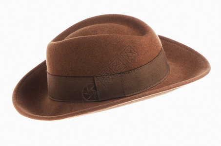 白背景的棕色古董帽子被孤立高清图片