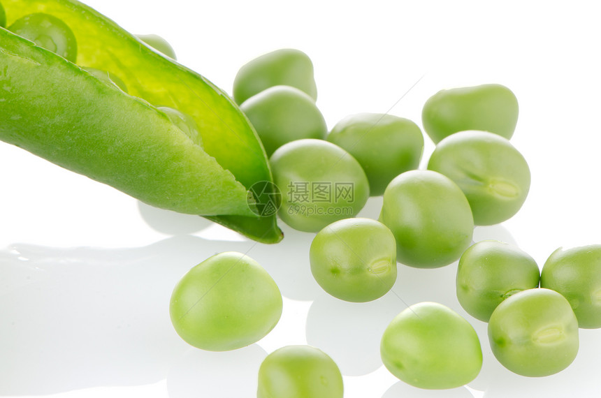 白色背景的新鲜绿豆图片