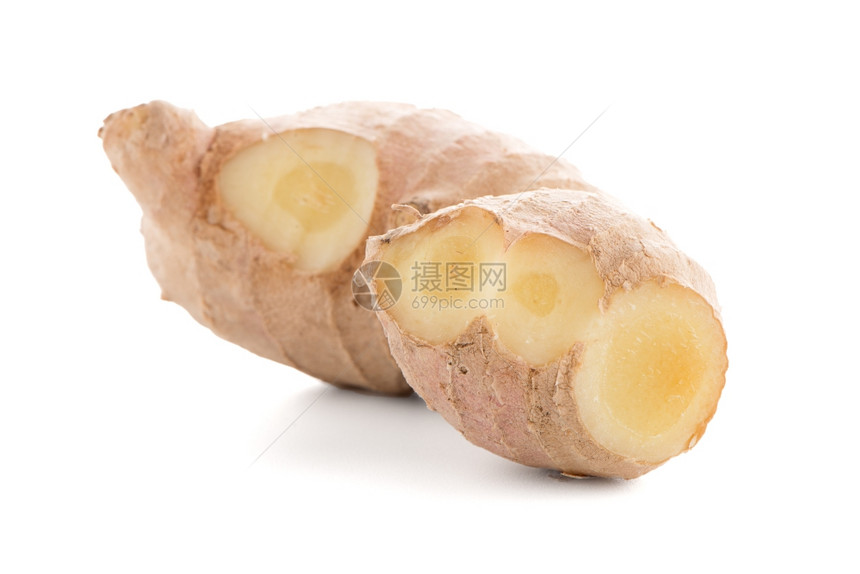 Gingerroot孤立在白色背景上图片