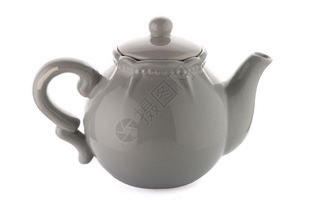 白色背景的灰茶壶图片