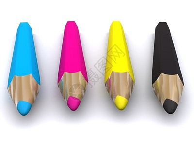 CMYK彩色铅笔3D图片