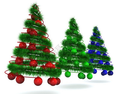 带有装饰的抽象螺旋圣诞树3d图片