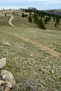 具有道路的山地景观图片