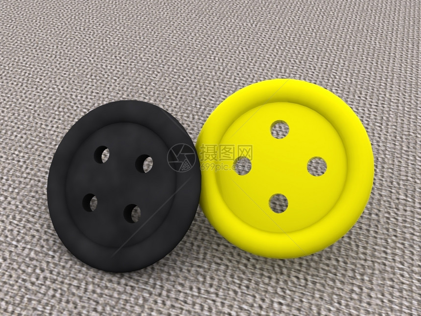 黑色和黄按钮3d图片