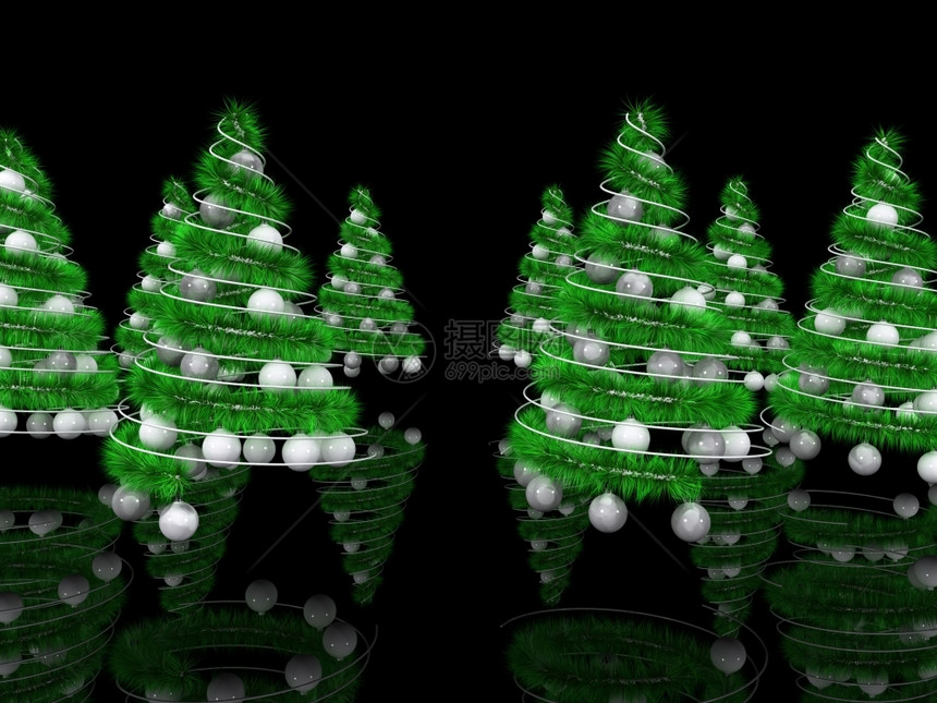 抽象的圣诞树螺旋上升3d图片