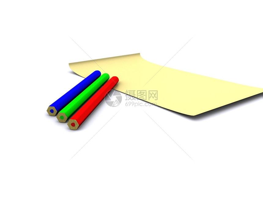 RGB铅笔和字母3D图片