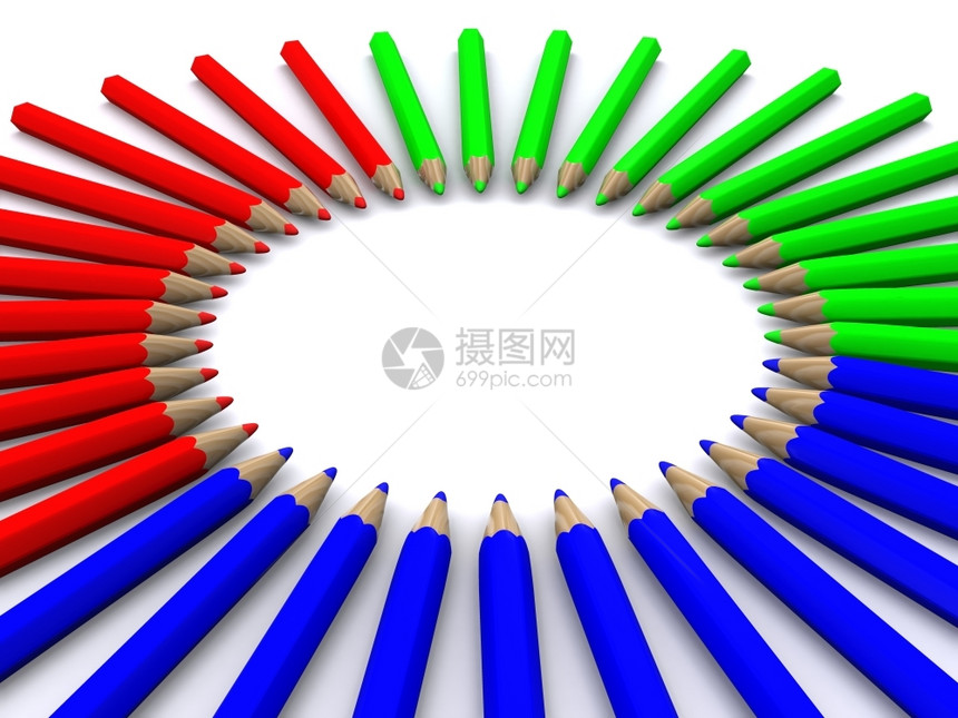 RGB彩色铅笔环绕3D图片