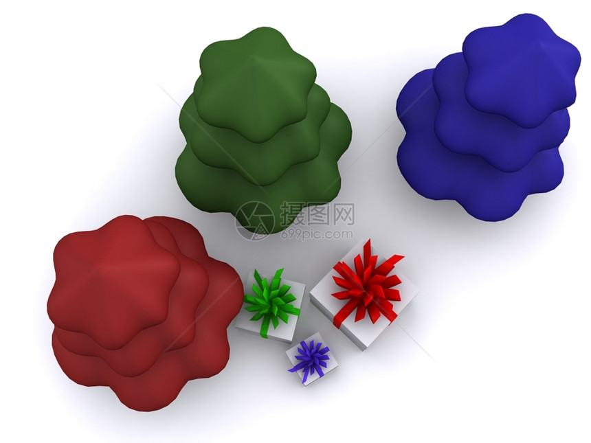 带本框的抽象圣诞树3d图片