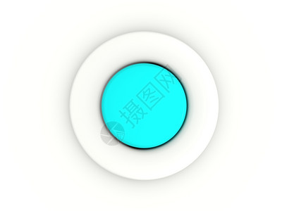 在白色背景上孤立的圆蓝色按钮3D图标图片