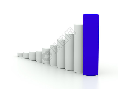 3D圆柱体与蓝领头的白背景圆柱体图表成功率3d背景