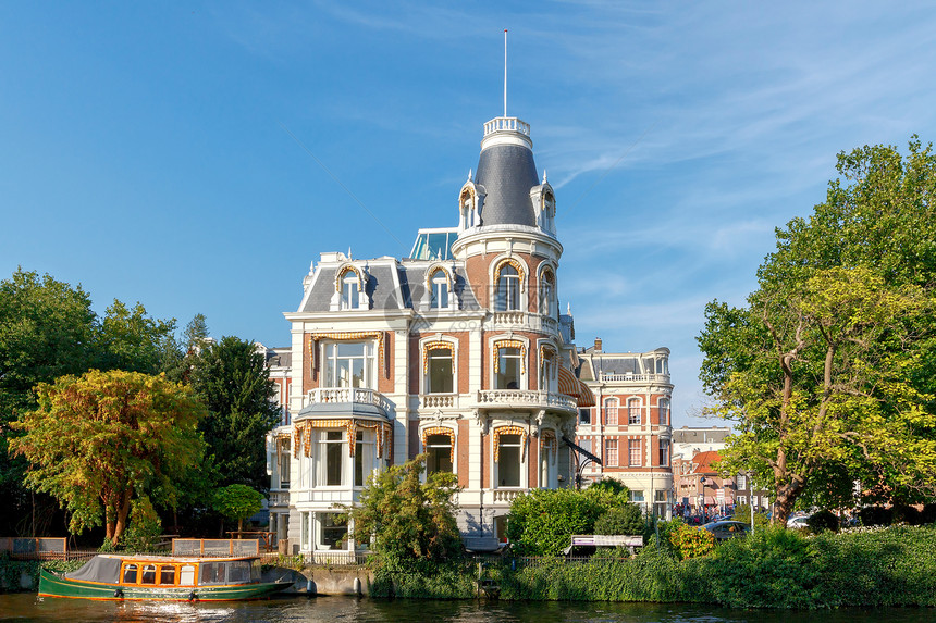 阿姆斯特丹旧城市运河上传统荷兰河上传统河图片
