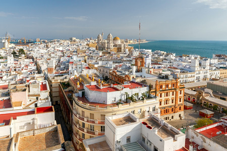 Cadiz城市空中观察塔对城市空中观察Andalusia图片