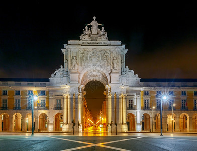 里斯本商业广场里斯本夜间照明商业广场葡萄牙图片