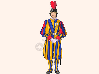 罗马士兵身着五颜六色制服的卫兵插画