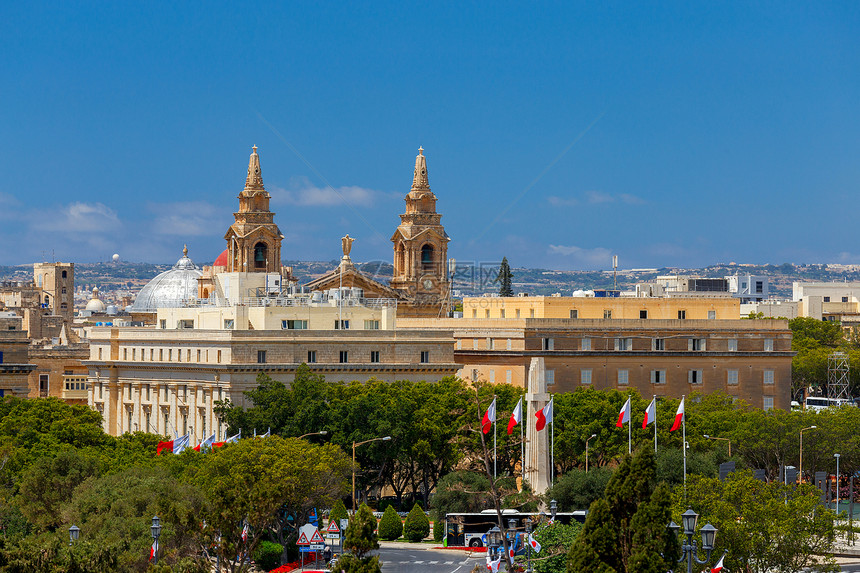 瓦莱塔城市的空中景象天气晴朗的城市空中景象马耳他图片