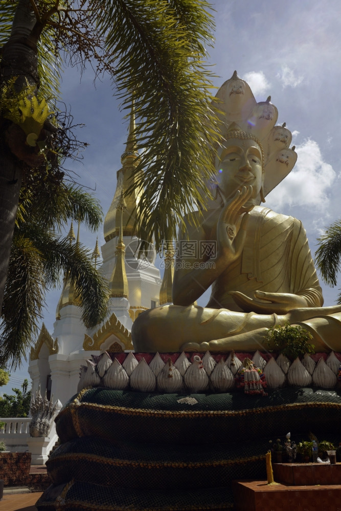 泰国东北部伊桑地区乌邦拉查塔尼省孔家附近湄公河上的WatThamKhuHaSawan寺图片