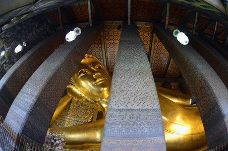 东南亚泰国曼谷市WatPho寺的金佛图片