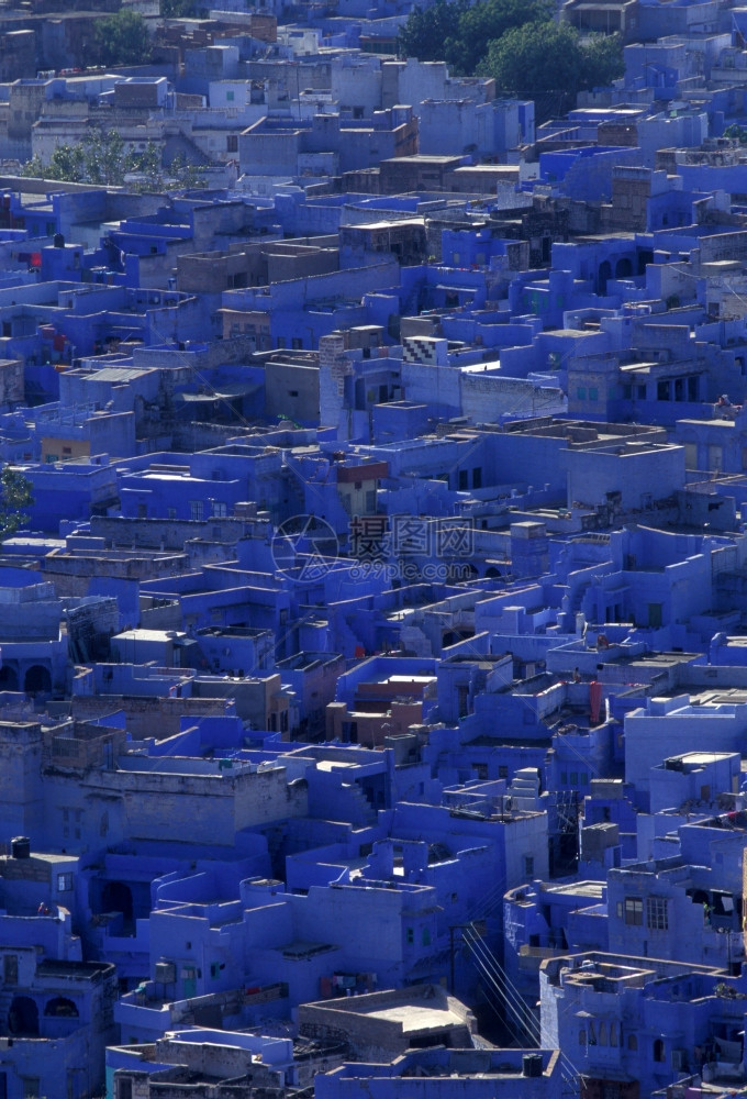 印度拉贾斯坦邦古城乔德普尔的蓝色城市图片