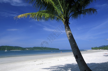 马来西亚北部兰卡维岛海岸的潘泰坦正鲁滩高清图片