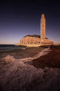摩洛哥卡萨布兰市北非的哈桑2号清真寺高清图片