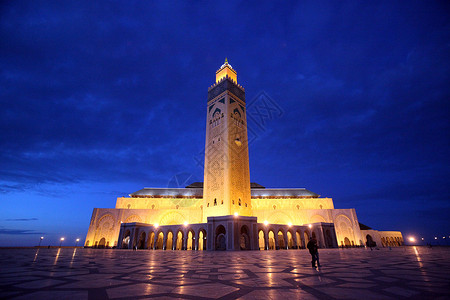 摩洛哥卡萨布兰市北非的哈桑2号清真寺高清图片