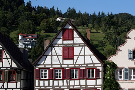 施瓦茨瓦尔德黑森林中的古老镇 黑森林在欧洲的德国南部欧洲。 德国BLAGROIDREST背景