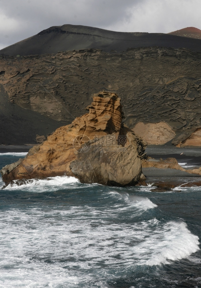 大西洋中班牙加那利群岛的兰萨罗特大西洋中班牙加那利群岛的兰萨罗特ElGolfo景观图片