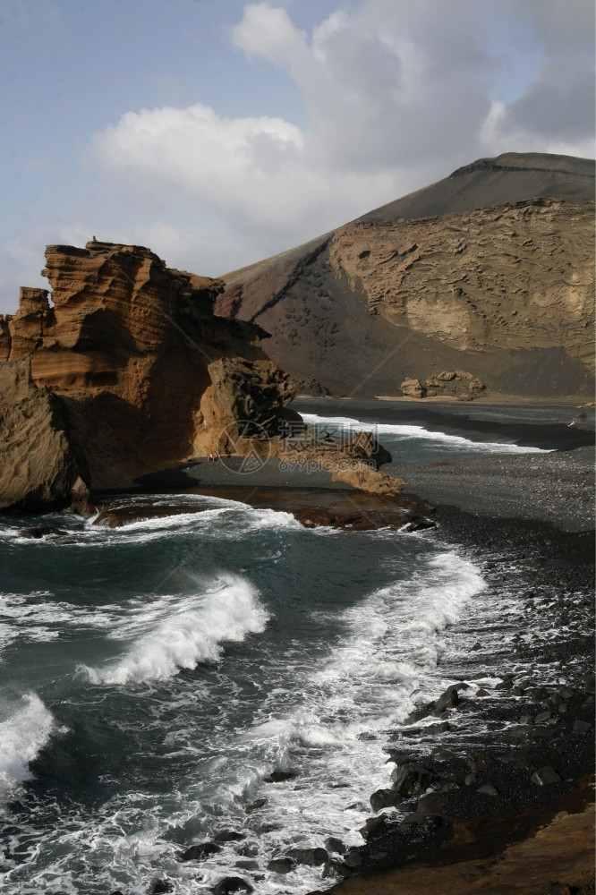 大西洋中班牙加那利群岛的兰萨罗特大西洋中班牙加那利群岛的兰萨罗特ElGolfo景观图片