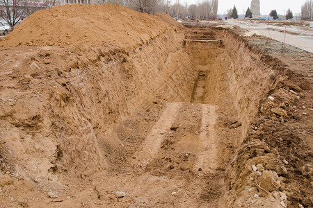 挖坑壕沟背景图片