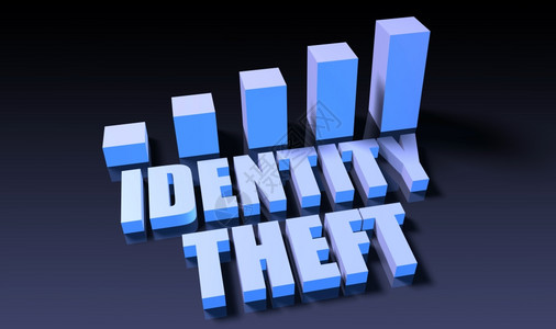 盗用身份3D蓝色和黑的盗用身份图表图片