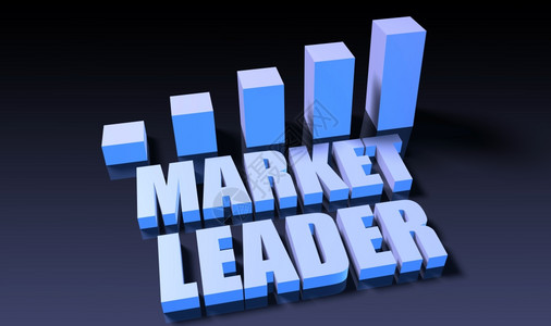 市场领袖3D蓝色和黑的市场领袖图表图片