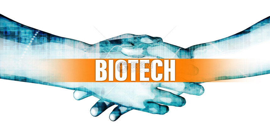 白背景与商人握手的生物技术概念图片