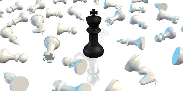 赢家象棋王击败其余碎片的胜利者概念图片