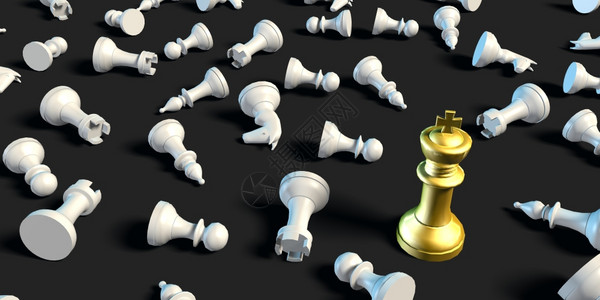 赢家象棋王击败其余碎片的胜利者概念图片