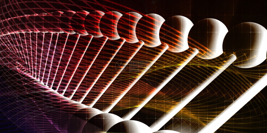 具有DNA遗传螺旋菌概念艺术的分子背景图片