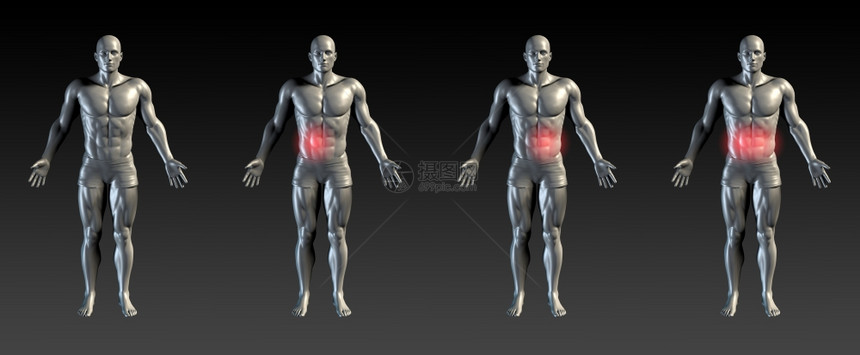区域系列上红光的腹部伤害图片