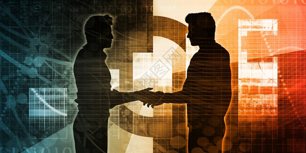 双男子握手商业伙伴关系概念背景图片