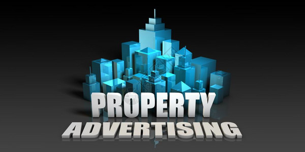 关于黑人背景的蓝色财产广告概念关于黑人背景的蓝色财产广告图片