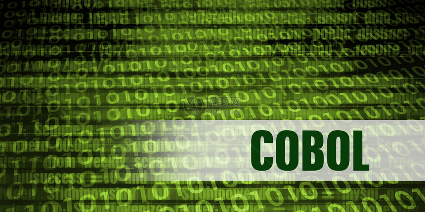 具有绿色二进制背景的cobol编码语言图片