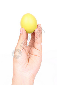 白色背景上手握黄东蛋背景