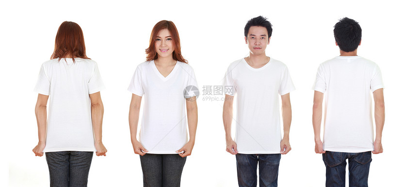 白色背景孤立的空白T恤衫图片