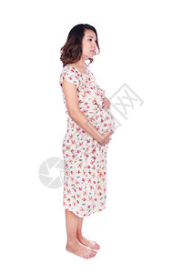 穿着衣服的幸福孕妇背景图片
