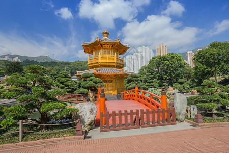 香港南连园金茶木塔高清图片