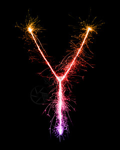 夜间背景的Sparkler烟火消防灯光字母Y首都背景图片