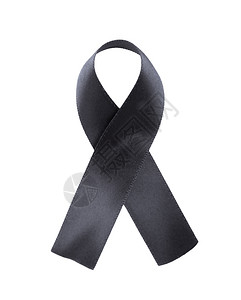白色背景哀悼和黑皮瘤标志上隔离的黑丝带图片