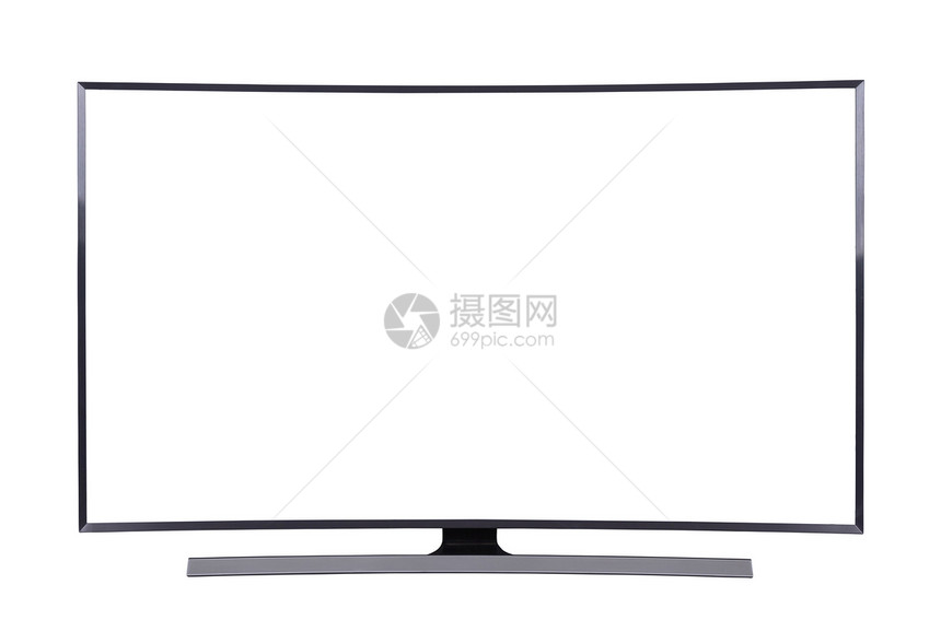 LEDTV白色背景隔离的空白屏幕有剪切路径图片