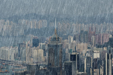 香港市降下雨水图片