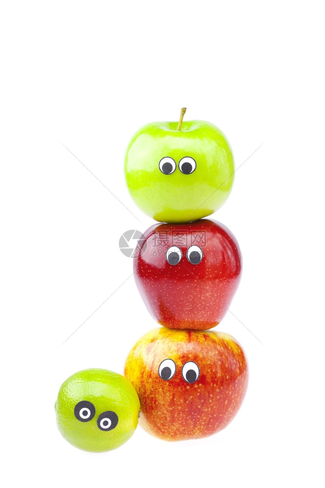 面部喜悦的苹果在白色上与世隔绝图片
